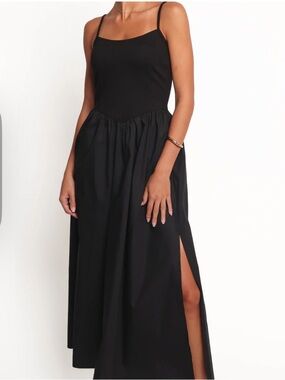 Petal & Pup Black Spagueti Strap V Waist Jacinta Maxi Dress Size XL
